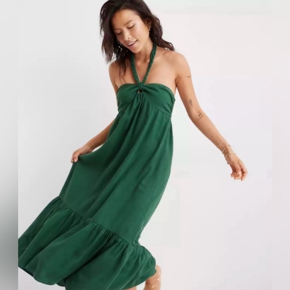 Aerie Green Halter Maxi Dress